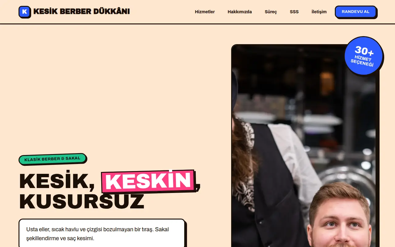 Kadın Kuaförü Web Sitesi — Kesik Berber Dükkânı
